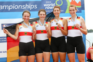 Bronze im Juniorinnen-Vierer (Christiane Estel, Stella Bleich, Sophie Oksche und Charlotte Wesselmann), Foto: Oliver Quickert