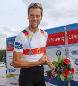 Lars Hartig bei der Ruder-WM in Amsterdam 2014. Foto: Oliver Quickert, rudern.de.