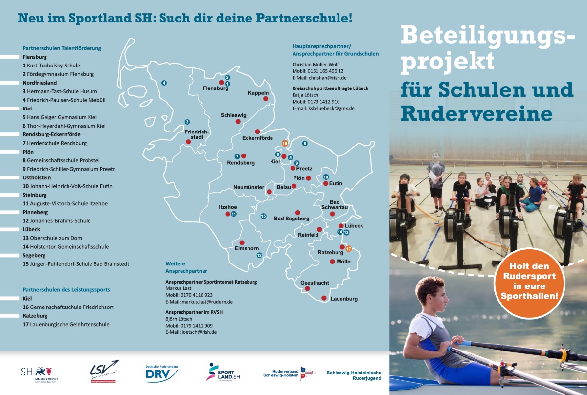 Der Flyer zum Beteiligungsprojekt für Schulen und Rudervereine